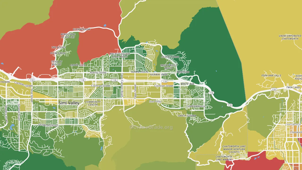 93063, CA Map of Vehicle Theft Rates