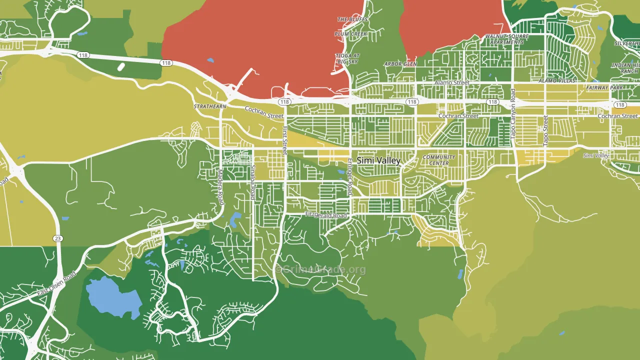 93065, CA Map of Vehicle Theft Rates