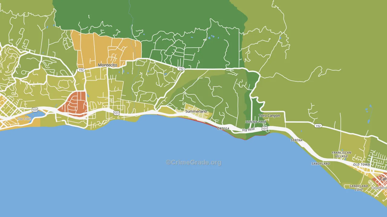 93067, CA Map of Vehicle Theft Rates
