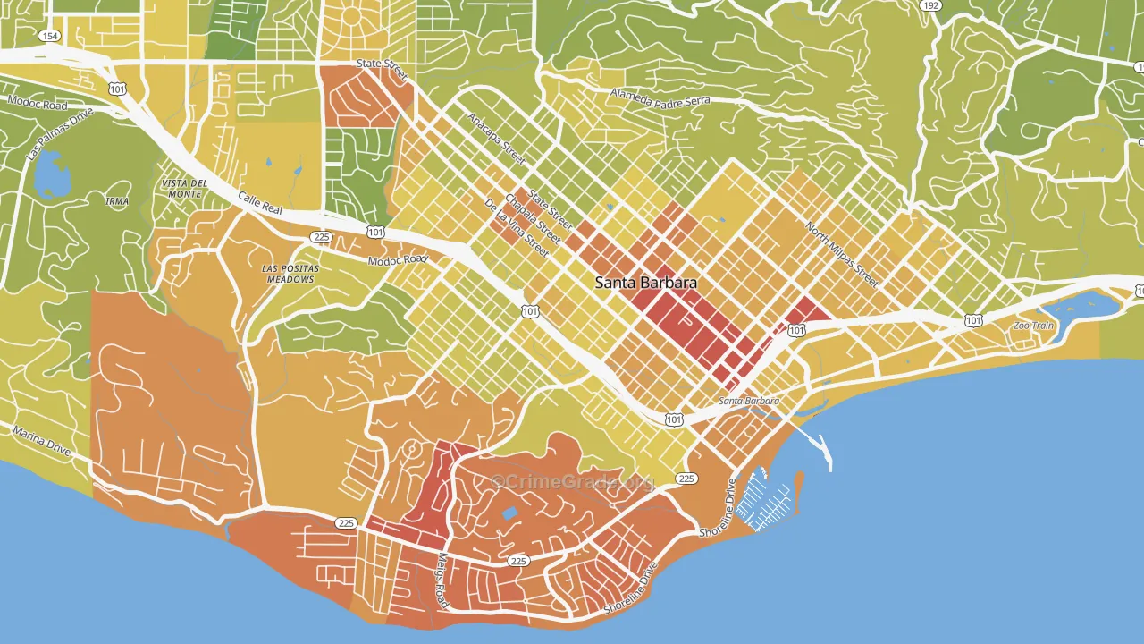 93101, CA Map of Vehicle Theft Rates