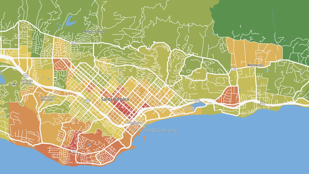 93103, CA Map of Vehicle Theft Rates