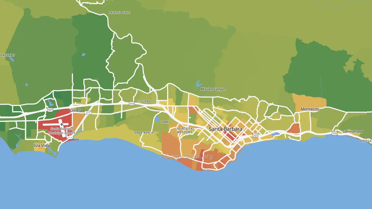 93105, CA Map of Vehicle Theft Rates