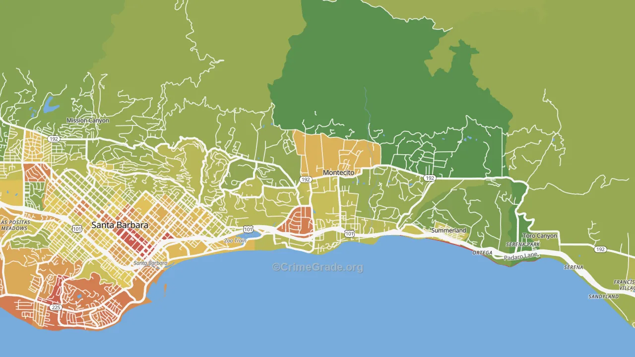 93108, CA Map of Vehicle Theft Rates