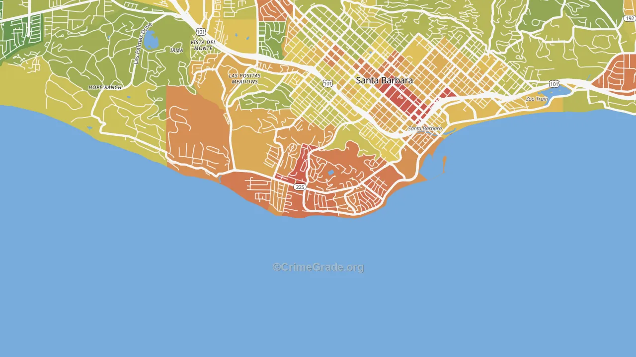 93109, CA Map of Vehicle Theft Rates