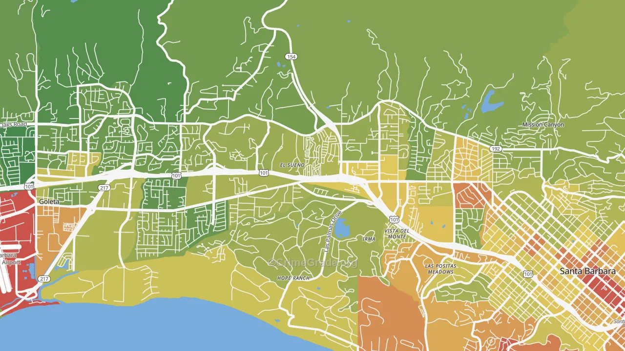 93110, CA Map of Vehicle Theft Rates
