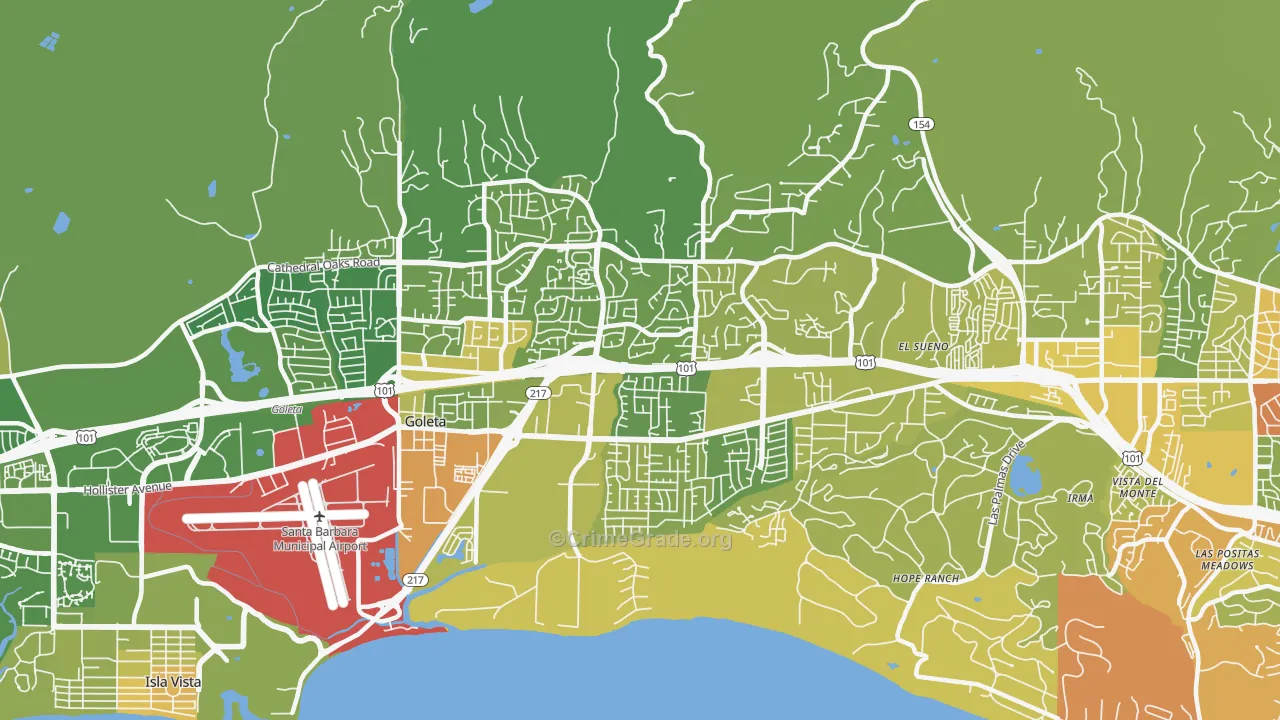 93111, CA Map of Vehicle Theft Rates