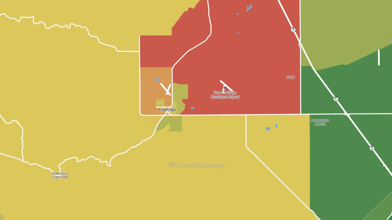 93210, CA Map of Vehicle Theft Rates