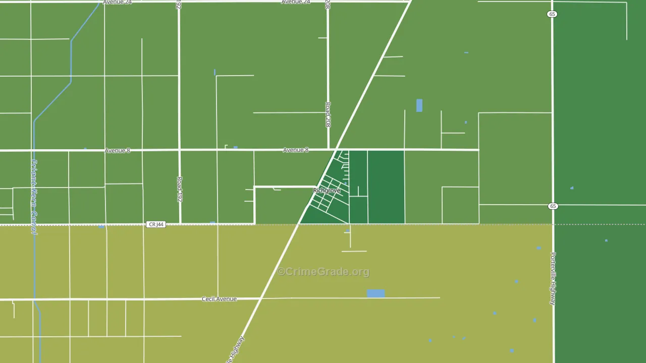 93261, CA Map of Vehicle Theft Rates