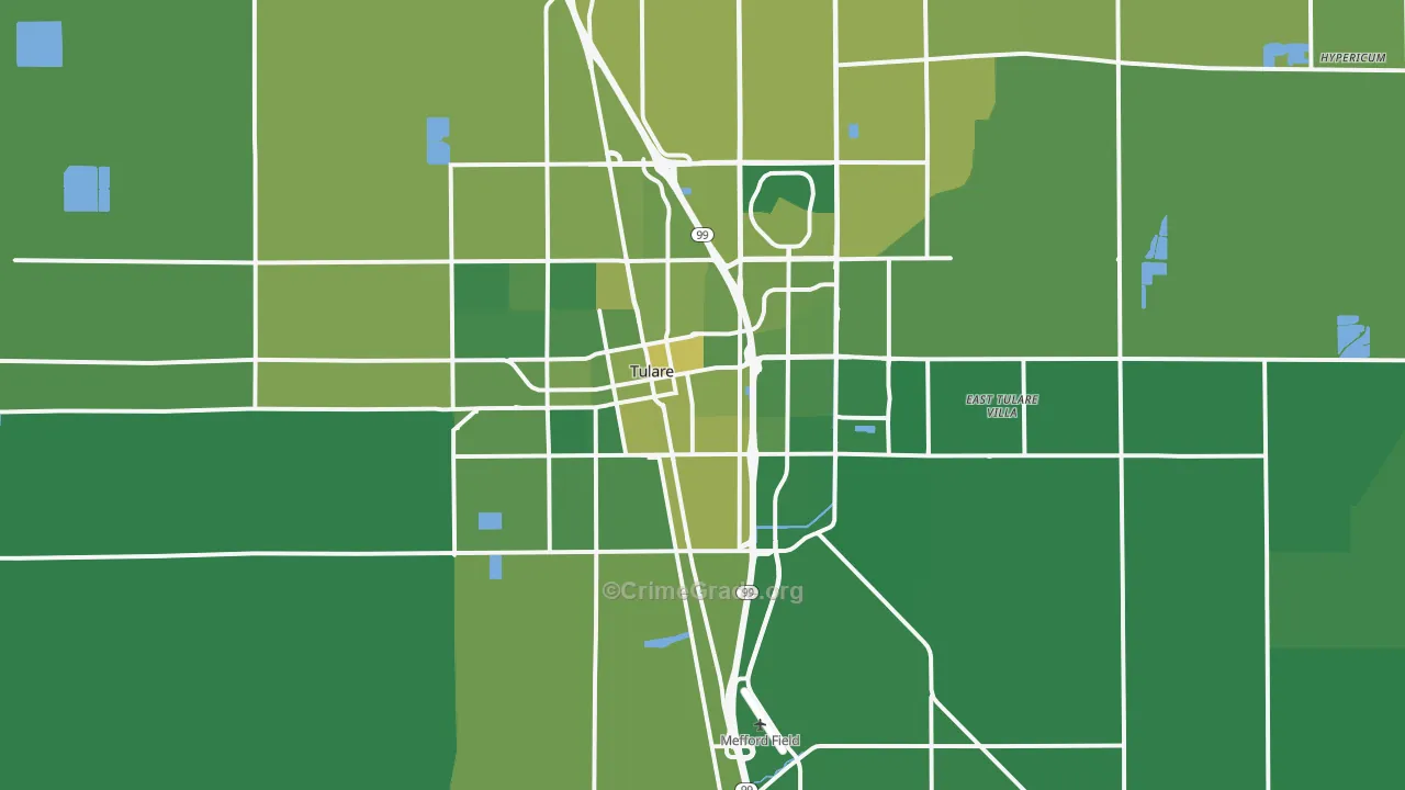 93274, CA Map of Vehicle Theft Rates