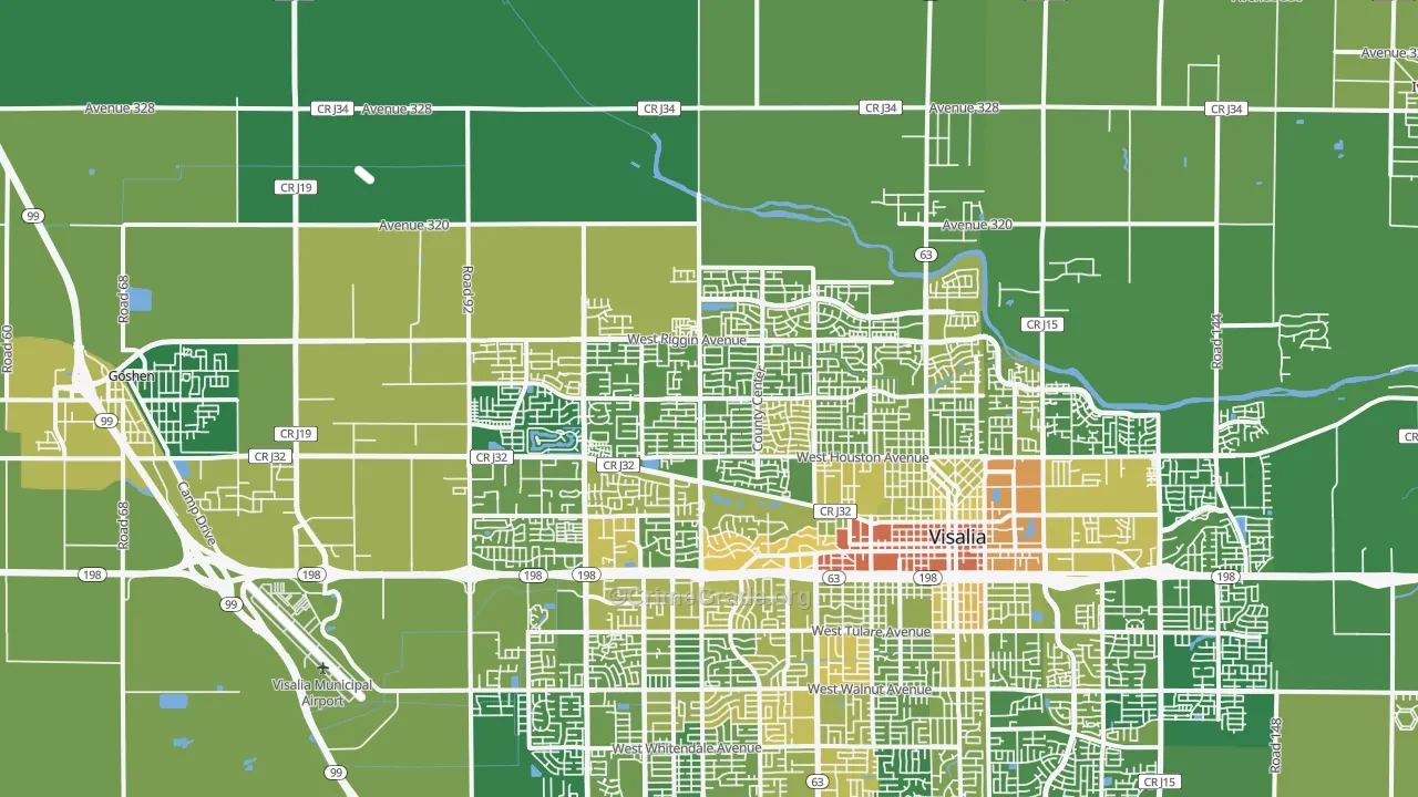93291, CA Map of Vehicle Theft Rates