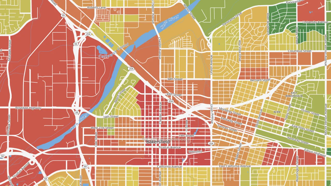 93301, CA Map of Vehicle Theft Rates