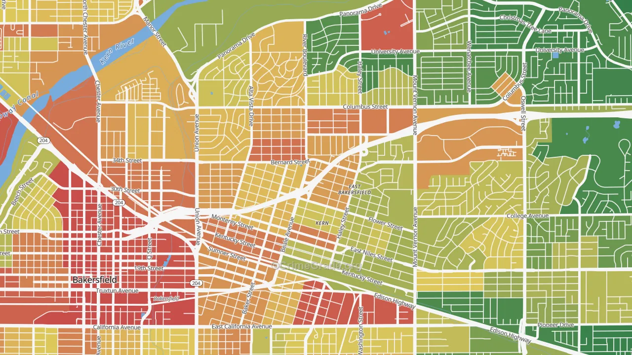 93305, CA Map of Vehicle Theft Rates