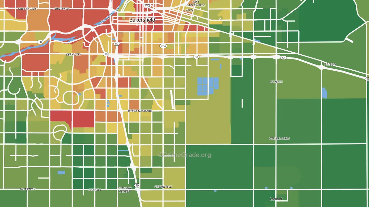 93307, CA Map of Vehicle Theft Rates