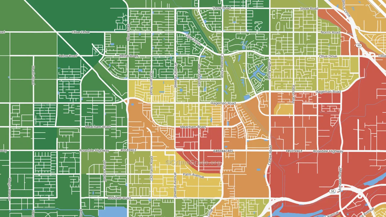 93312, CA Map of Vehicle Theft Rates