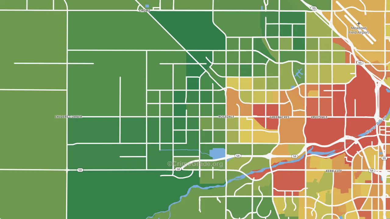 93314, CA Map of Vehicle Theft Rates