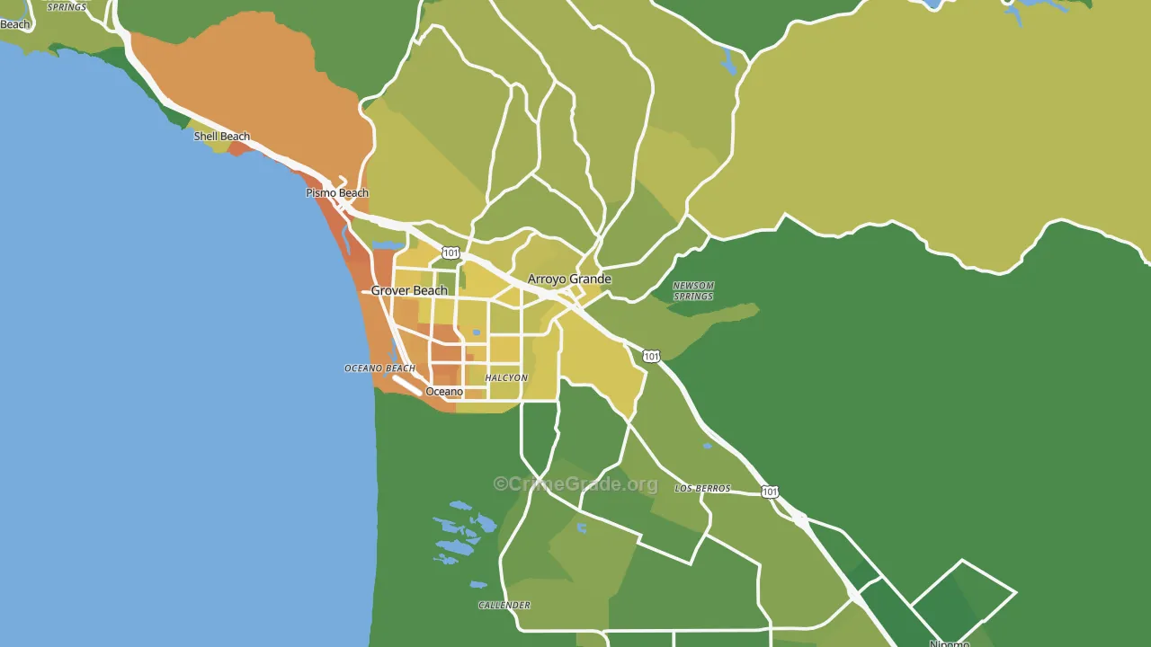 93420, CA Map of Vehicle Theft Rates
