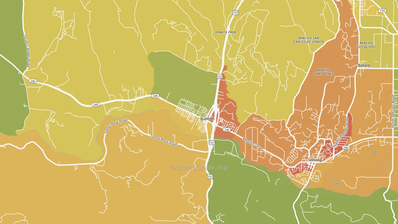 93427, CA Map of Vehicle Theft Rates