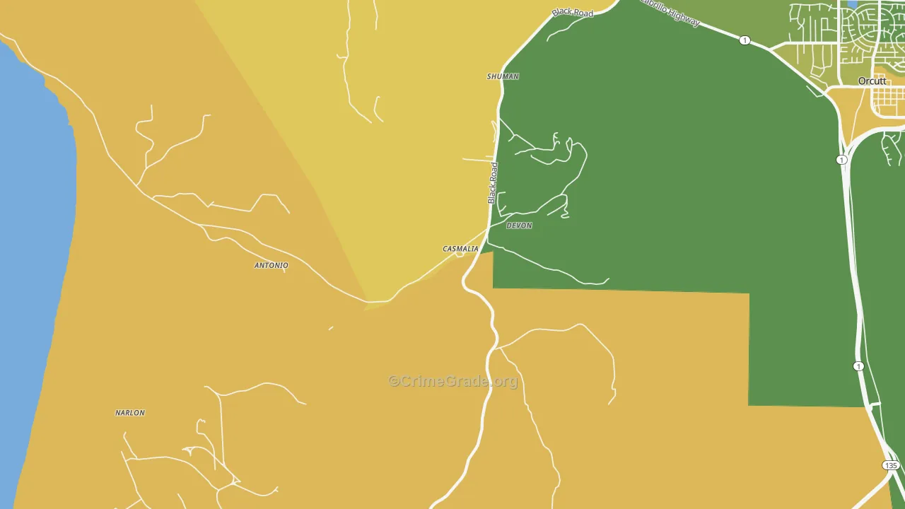 93429, CA Map of Vehicle Theft Rates