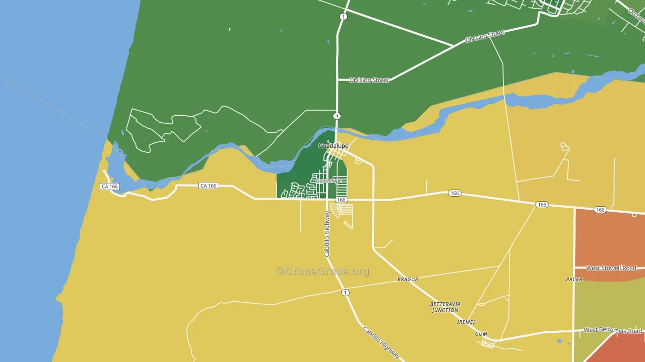 93434, CA Map of Vehicle Theft Rates