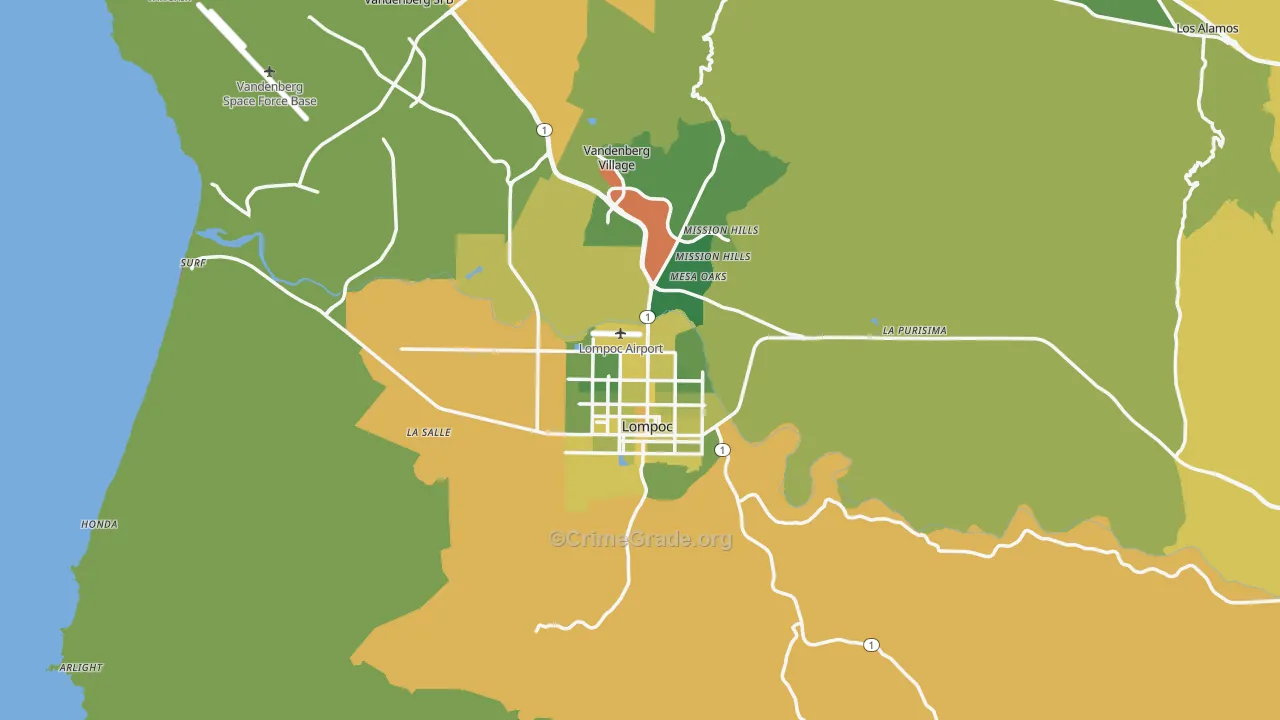 93436, CA Map of Vehicle Theft Rates