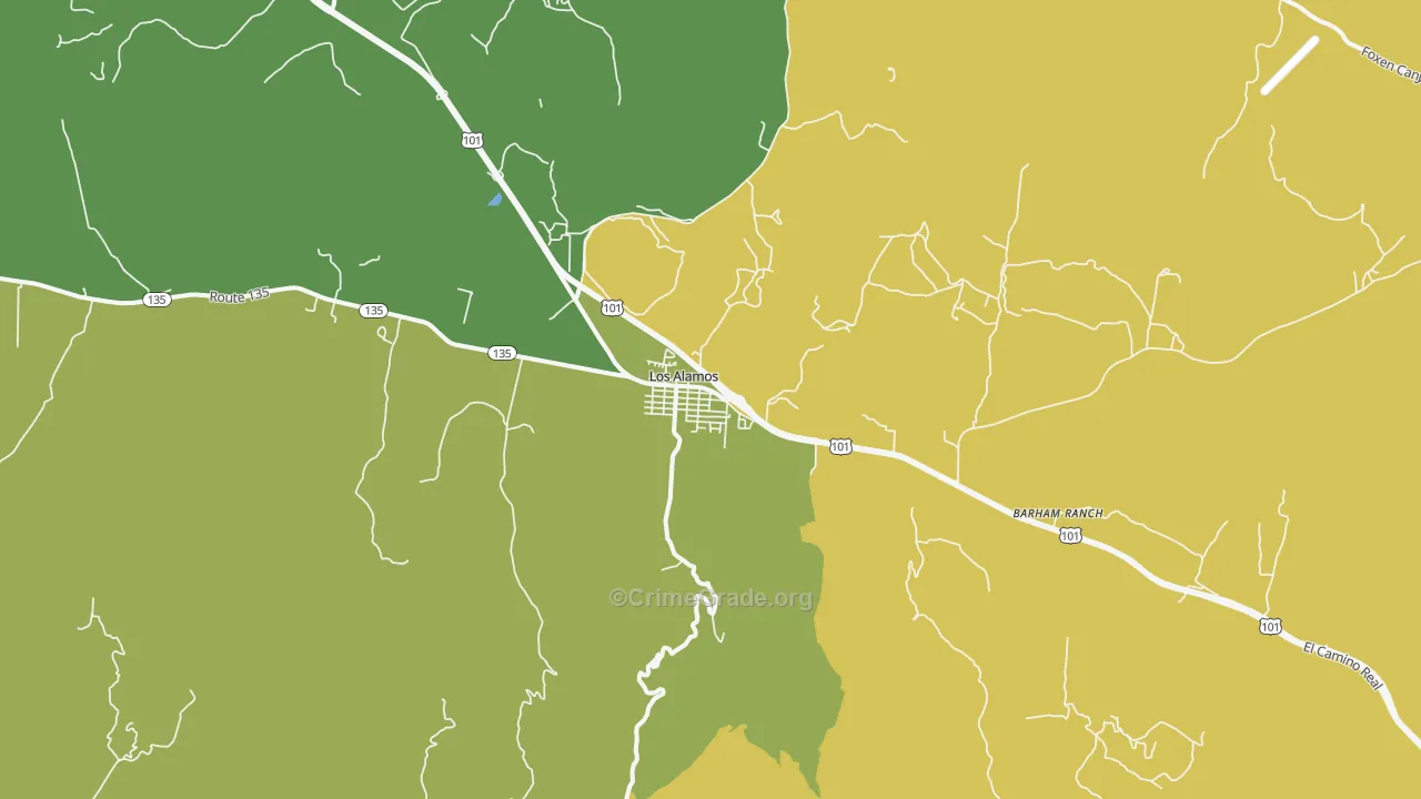 93440, CA Map of Vehicle Theft Rates