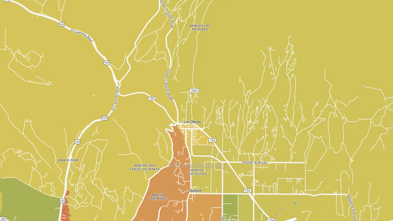 93441, CA Map of Vehicle Theft Rates
