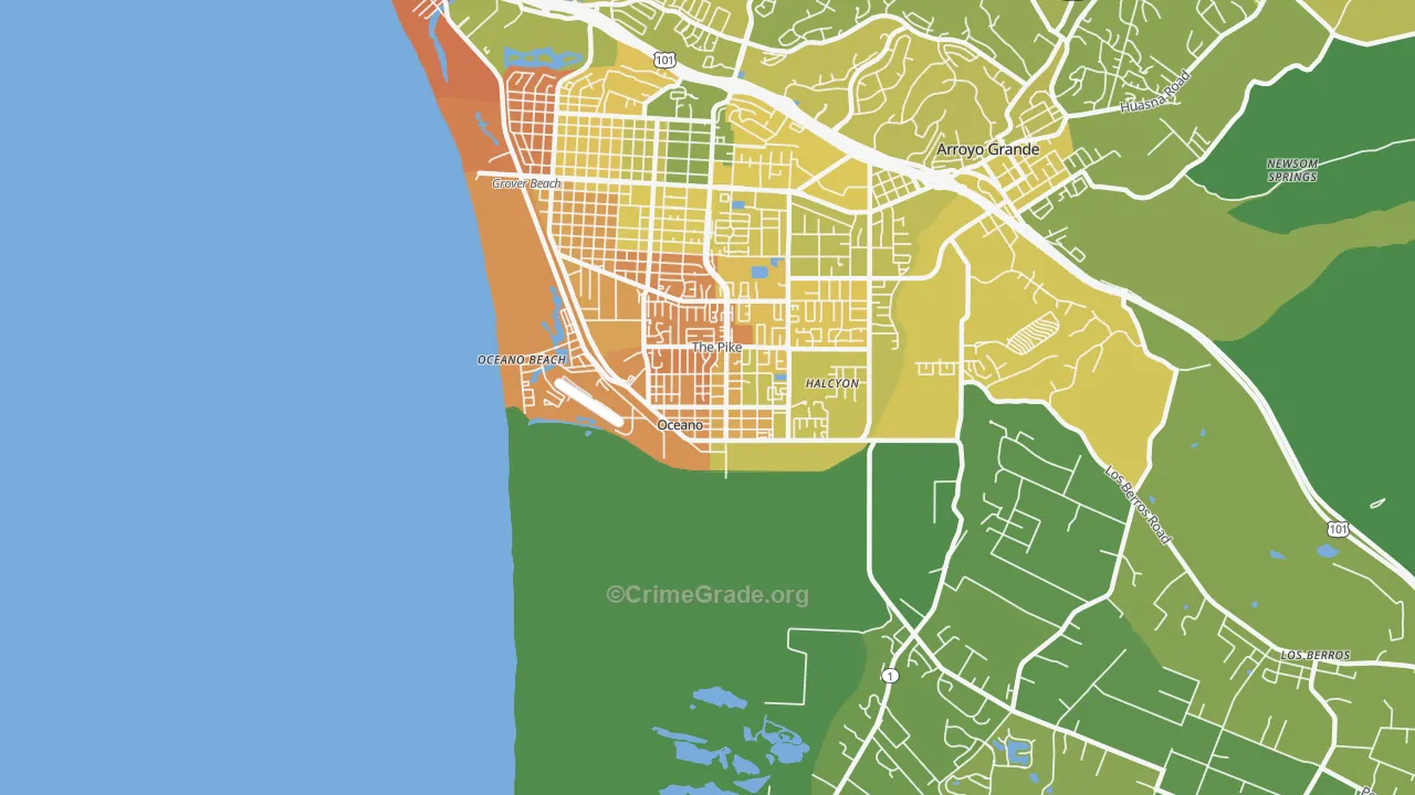 93445, CA Map of Vehicle Theft Rates