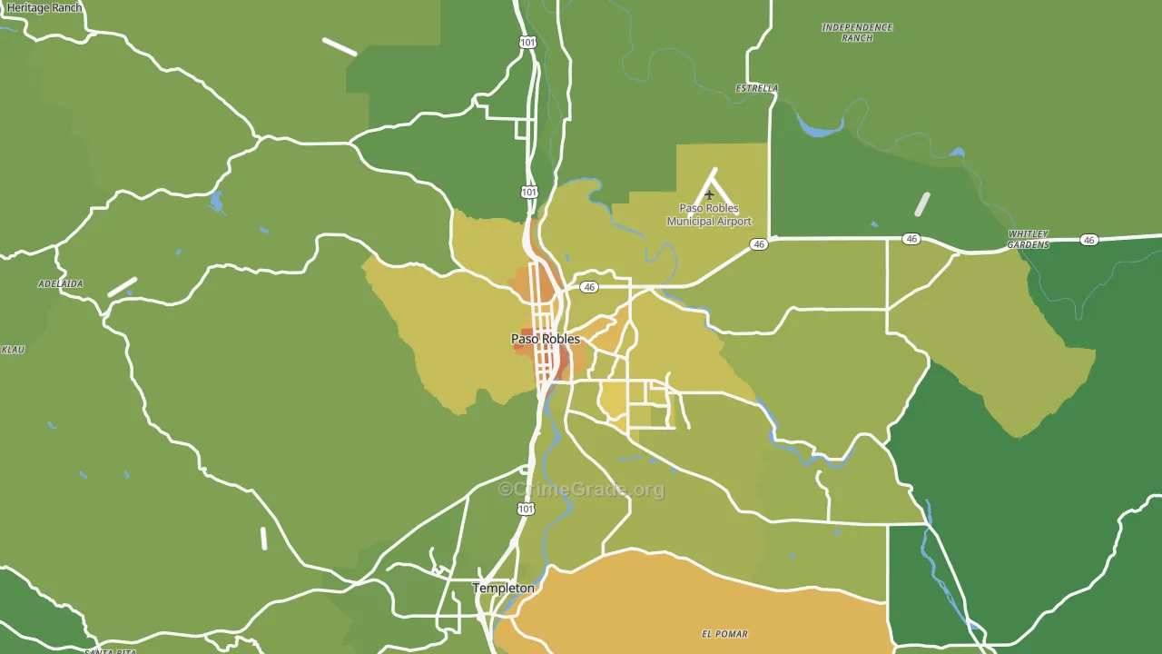 93446, CA Map of Vehicle Theft Rates