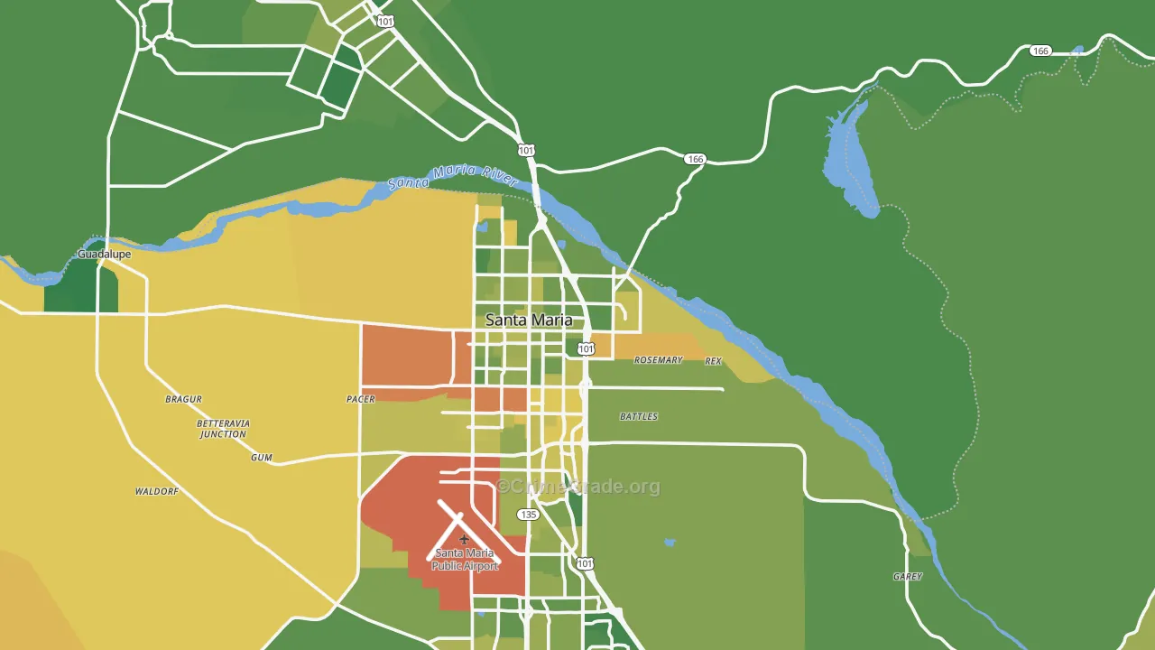 93454, CA Map of Vehicle Theft Rates