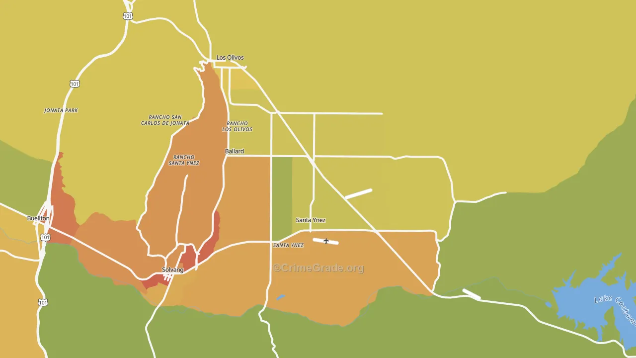 93460, CA Map of Vehicle Theft Rates