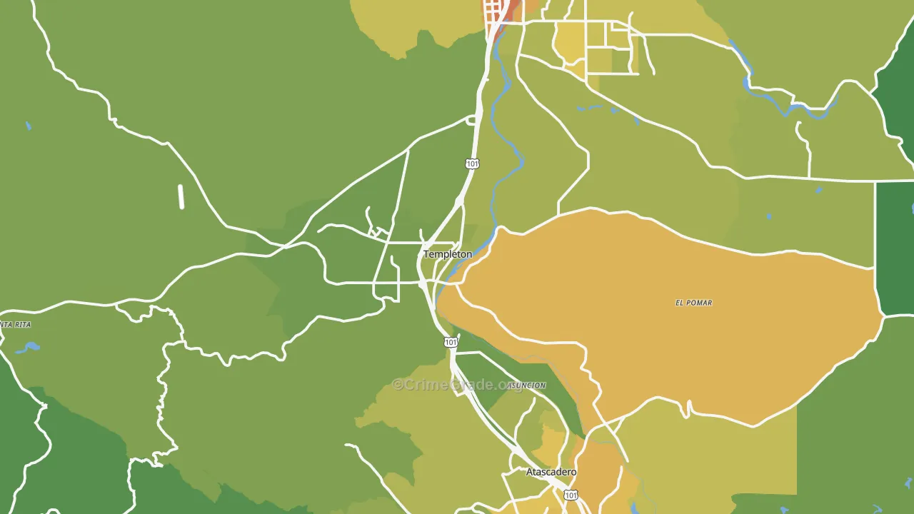 93465, CA Map of Vehicle Theft Rates