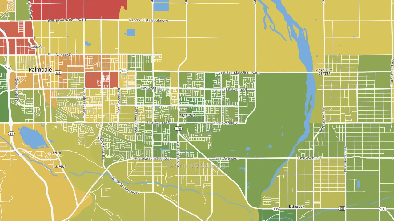 93552, CA Map of Vehicle Theft Rates