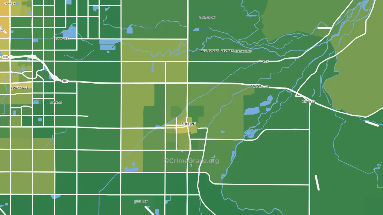 93657, CA Map of Vehicle Theft Rates