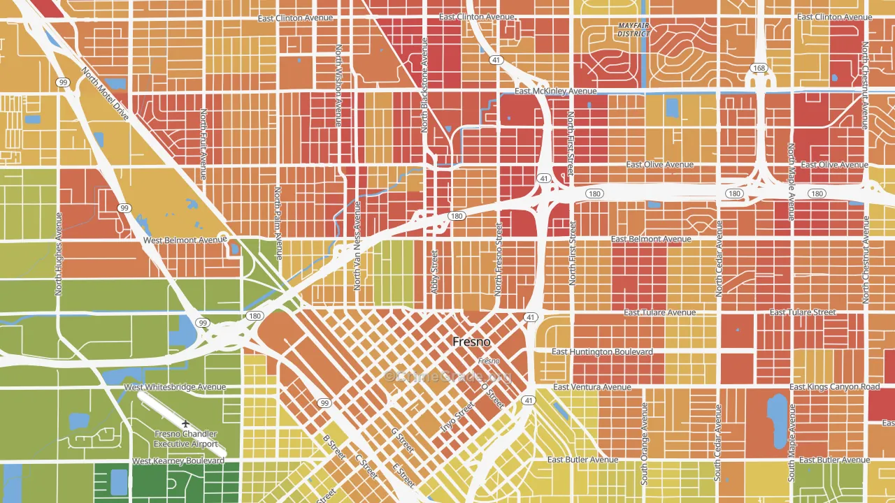 93701, CA Map of Vehicle Theft Rates