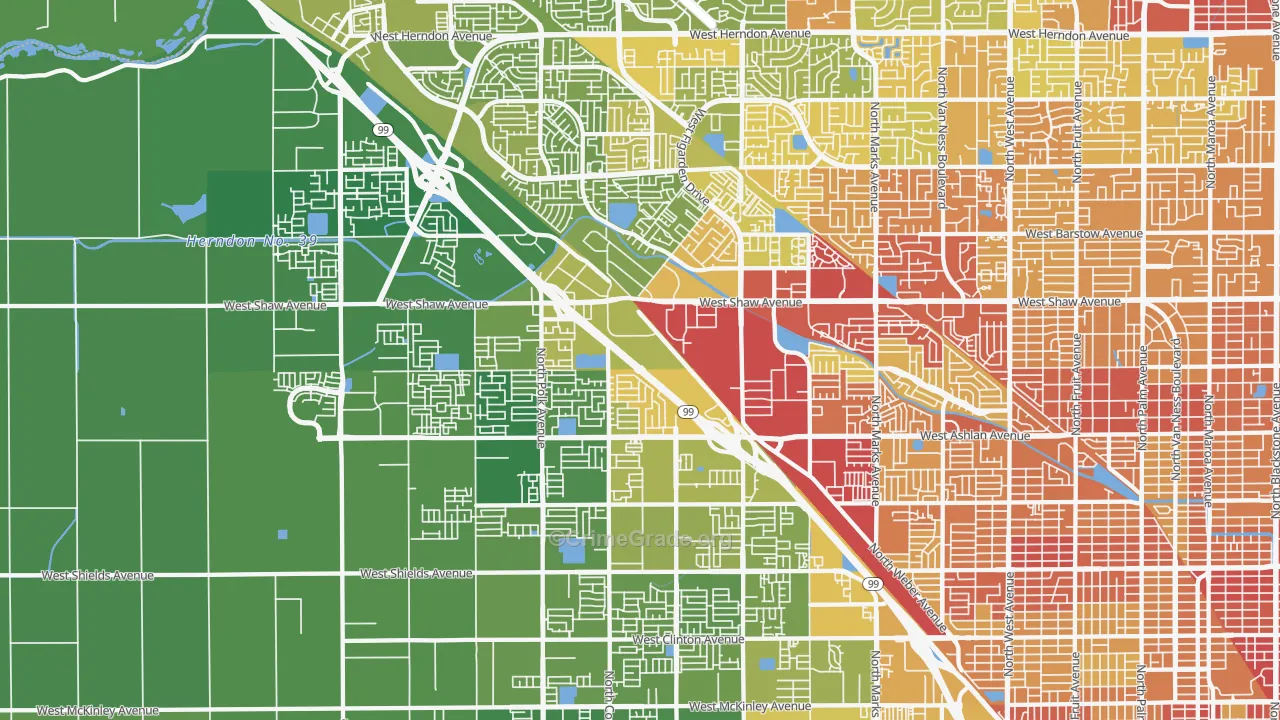 93722, CA Map of Vehicle Theft Rates