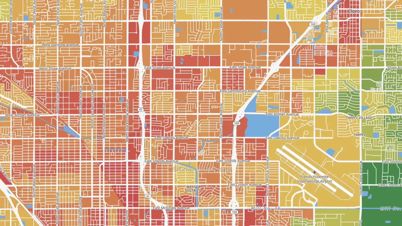 93726, CA Map of Vehicle Theft Rates