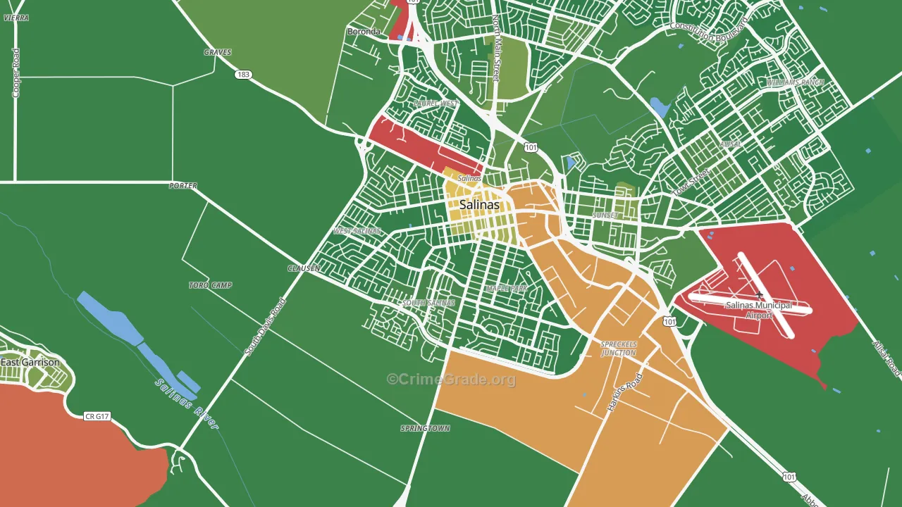 93901, CA Map of Vehicle Theft Rates