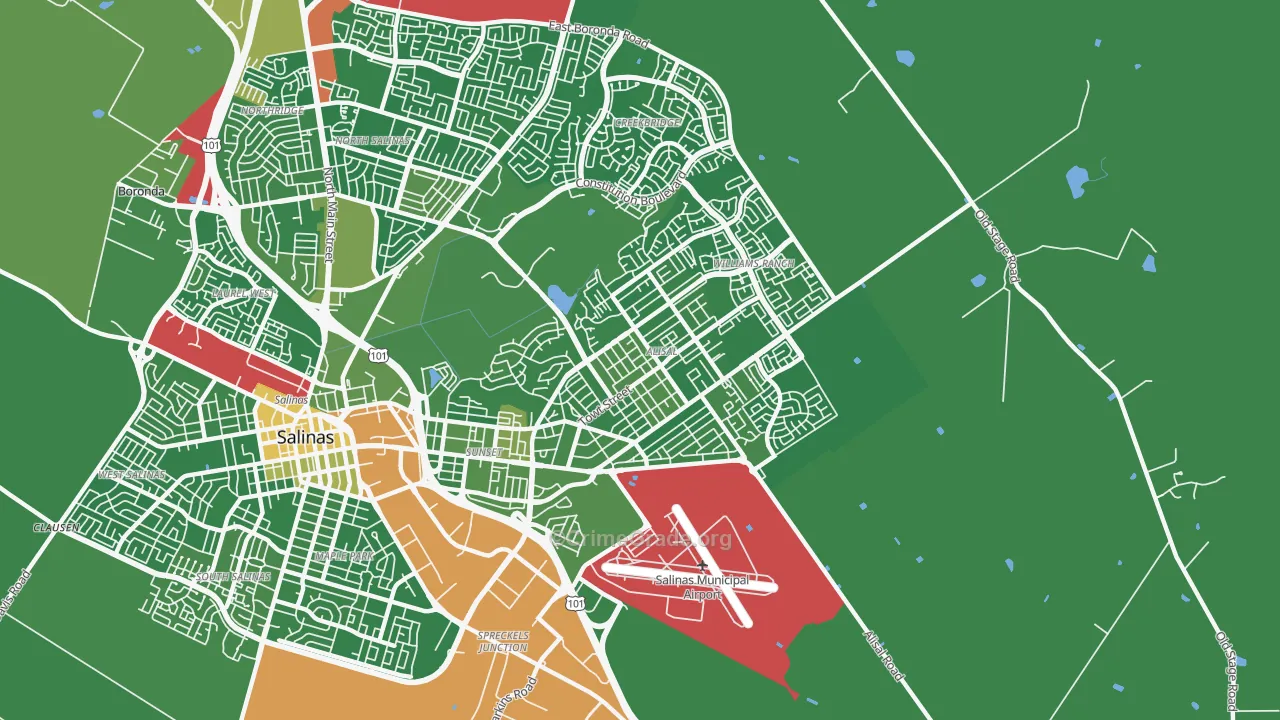 93905, CA Map of Vehicle Theft Rates