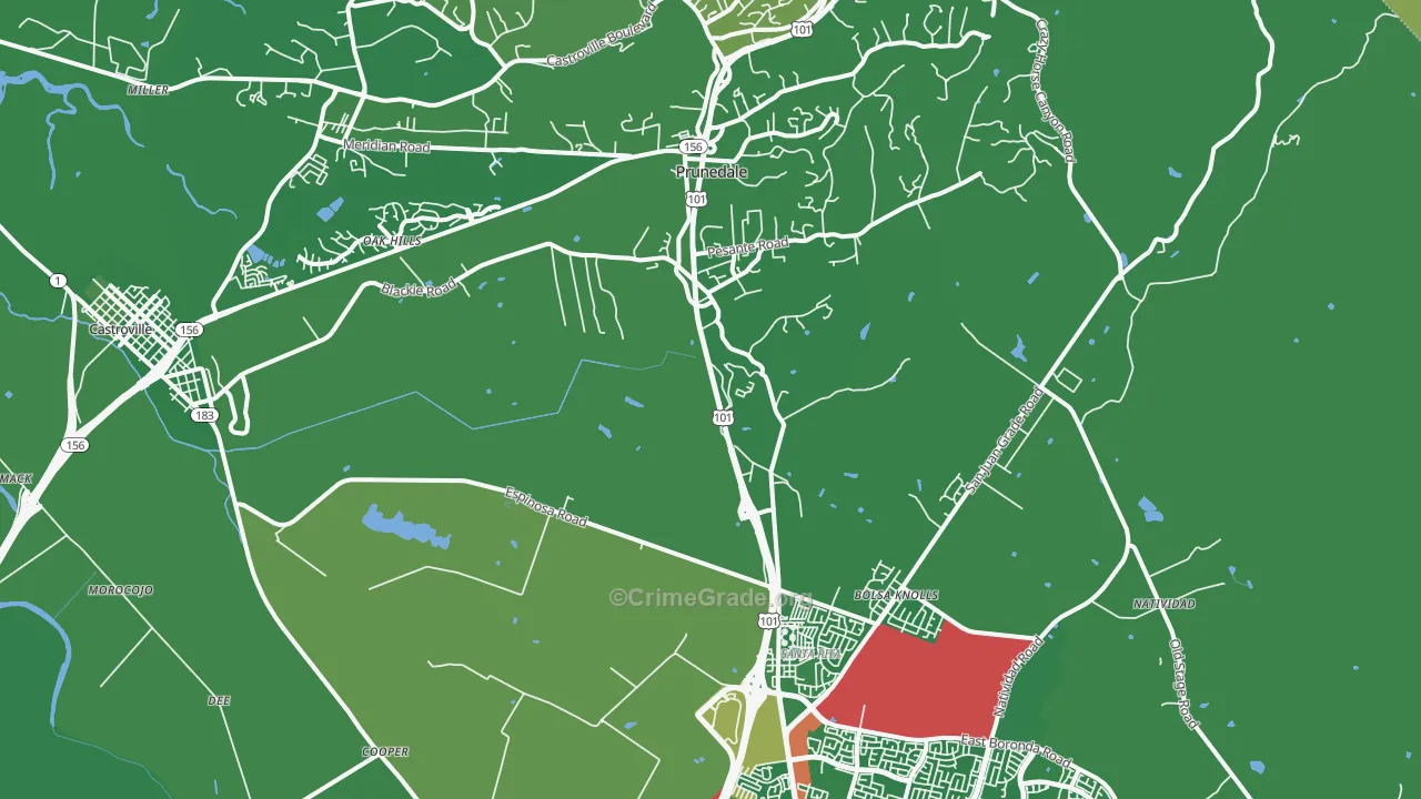 93907, CA Map of Vehicle Theft Rates