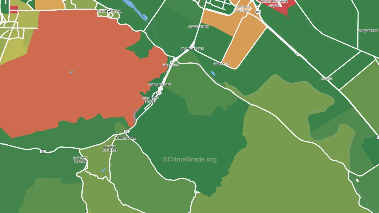 93908, CA Map of Vehicle Theft Rates