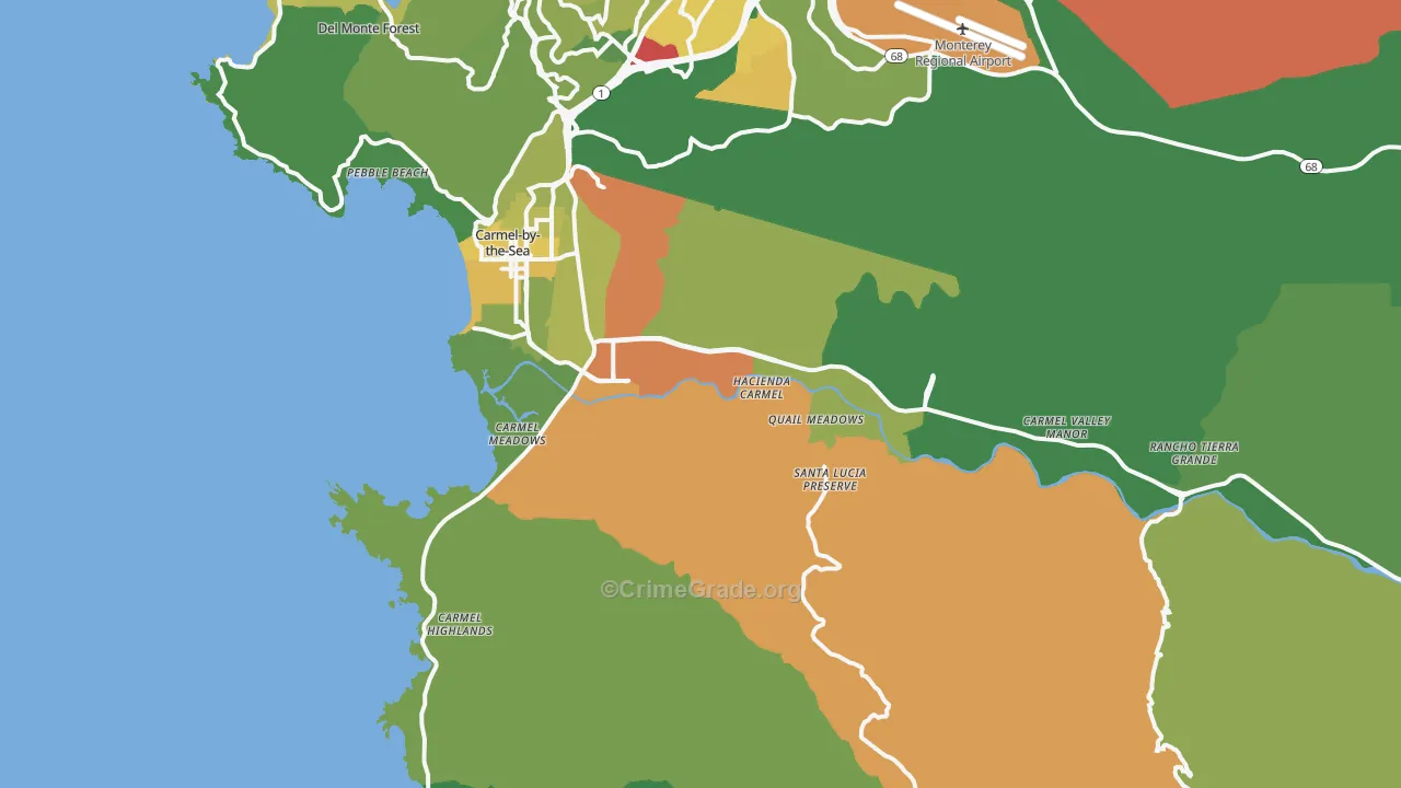 93923, CA Map of Vehicle Theft Rates