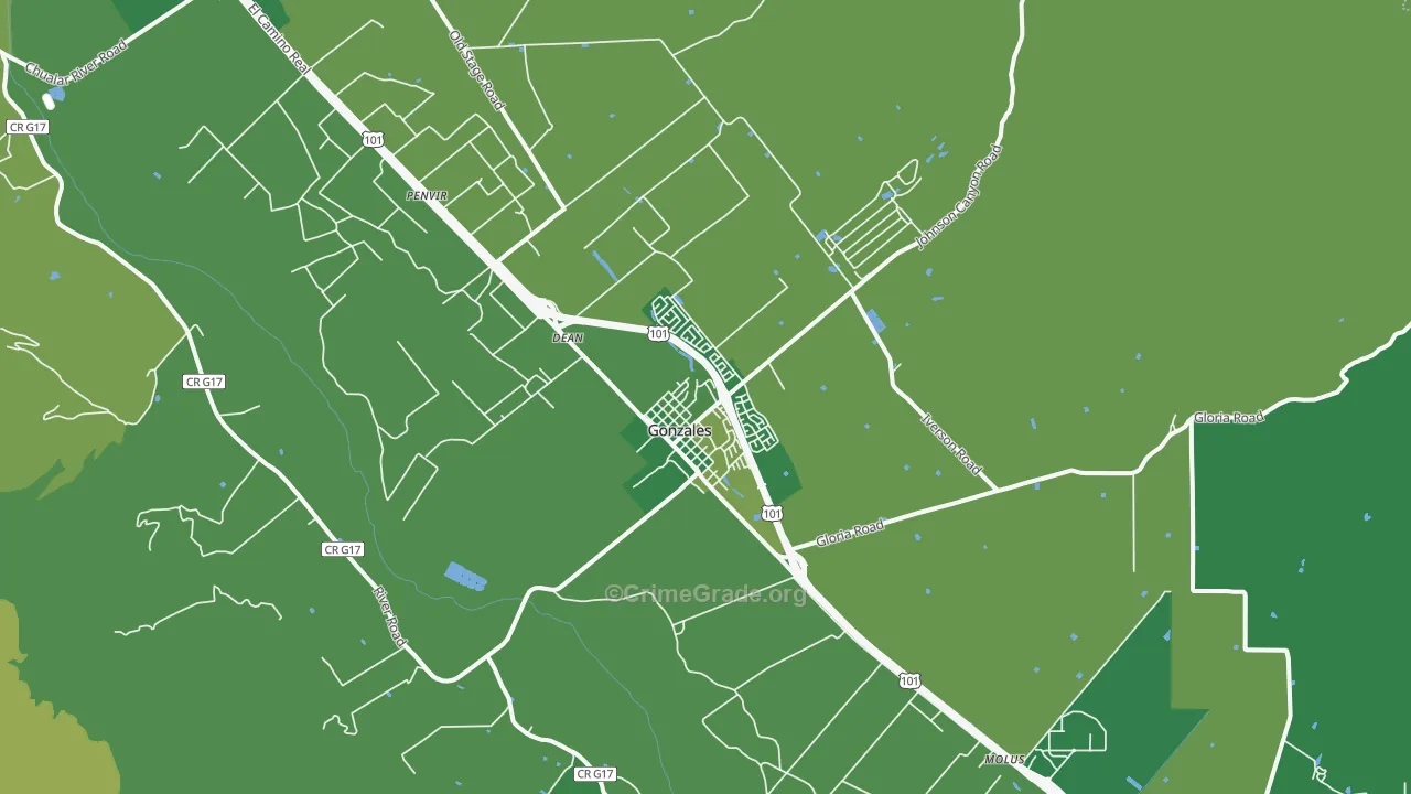 93926, CA Map of Vehicle Theft Rates