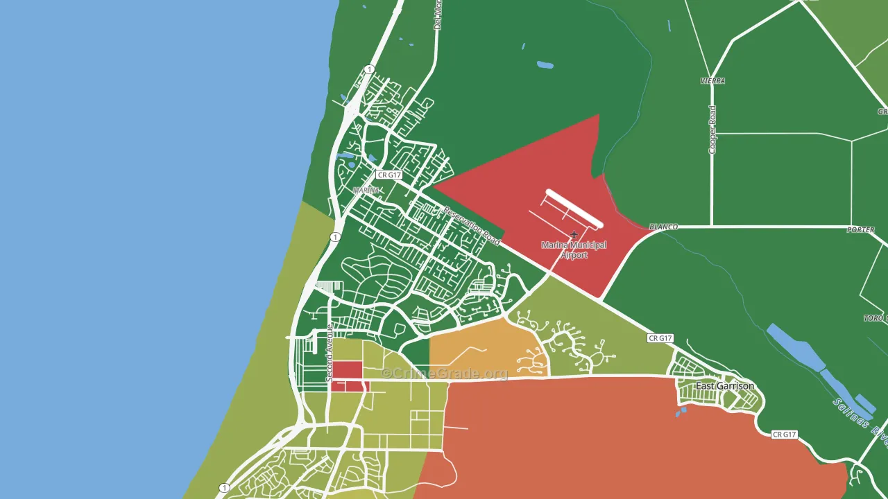 93933, CA Map of Vehicle Theft Rates