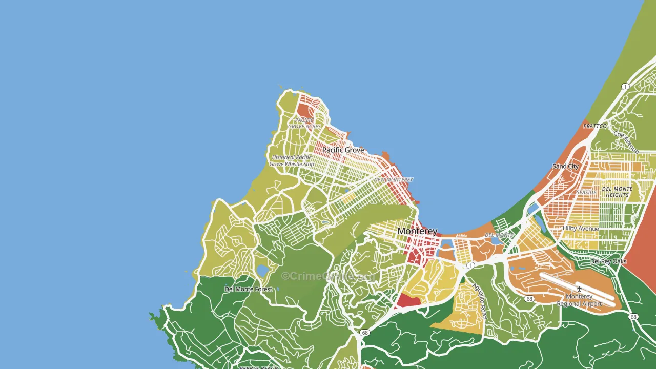 93950, CA Map of Vehicle Theft Rates