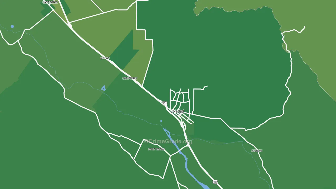 93960, CA Map of Vehicle Theft Rates