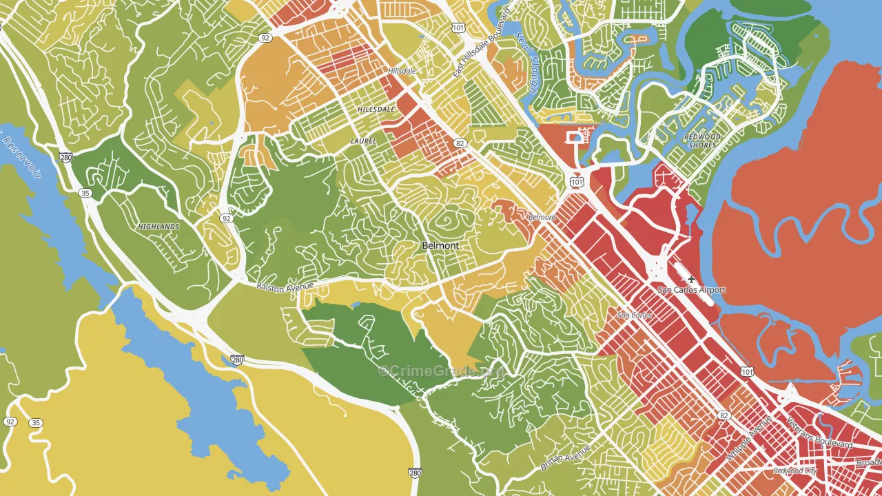94002, CA Map of Vehicle Theft Rates