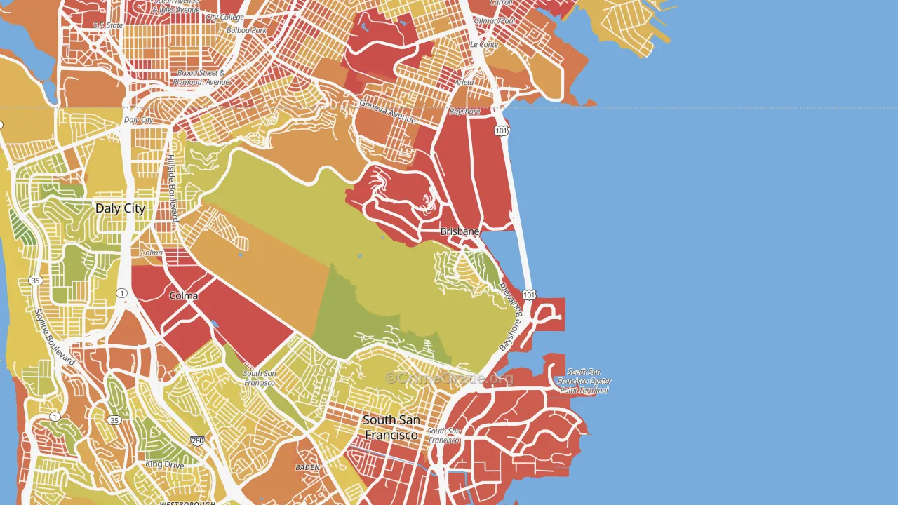 94005, CA Map of Vehicle Theft Rates