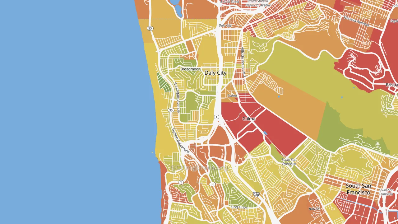 94015, CA Map of Vehicle Theft Rates