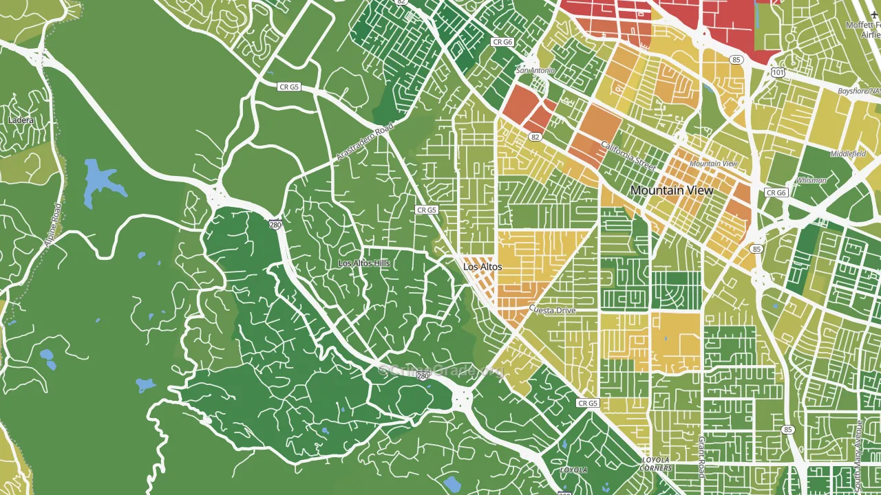 94022, CA Map of Vehicle Theft Rates