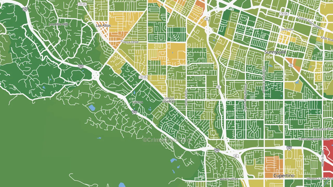 94024, CA Map of Vehicle Theft Rates